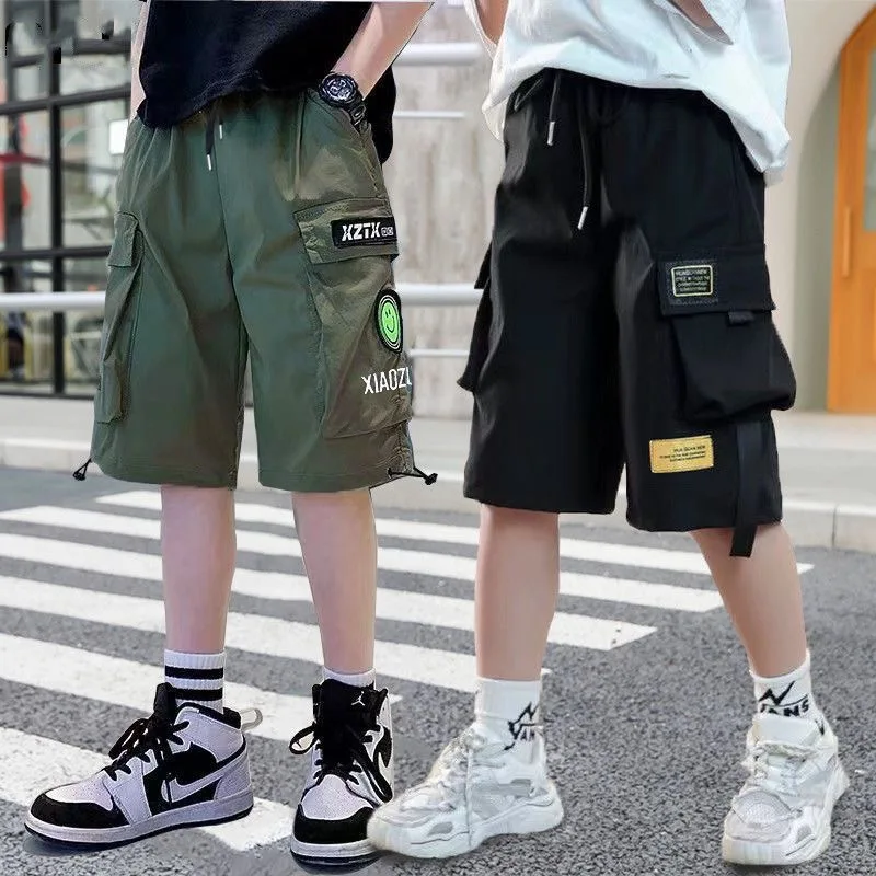 

Boys Shorts Children's Summer New High Waist Cargo Pants Teen Big Pocket Sweatpants Kids Loose Casual Shorts for 3-14 Y