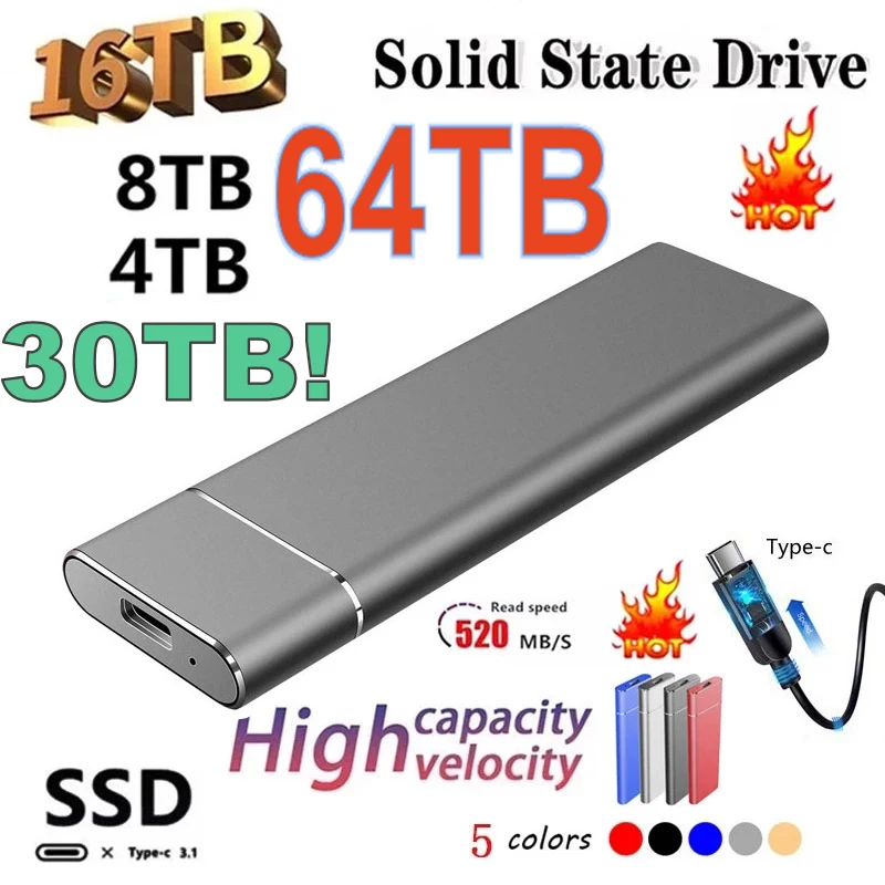 500GB 1TB Solid State Drive HDD Portable Original External Hard Drive for PC Laptop Storage Device USB 3.1 2TB Mobile Hard Drive 1