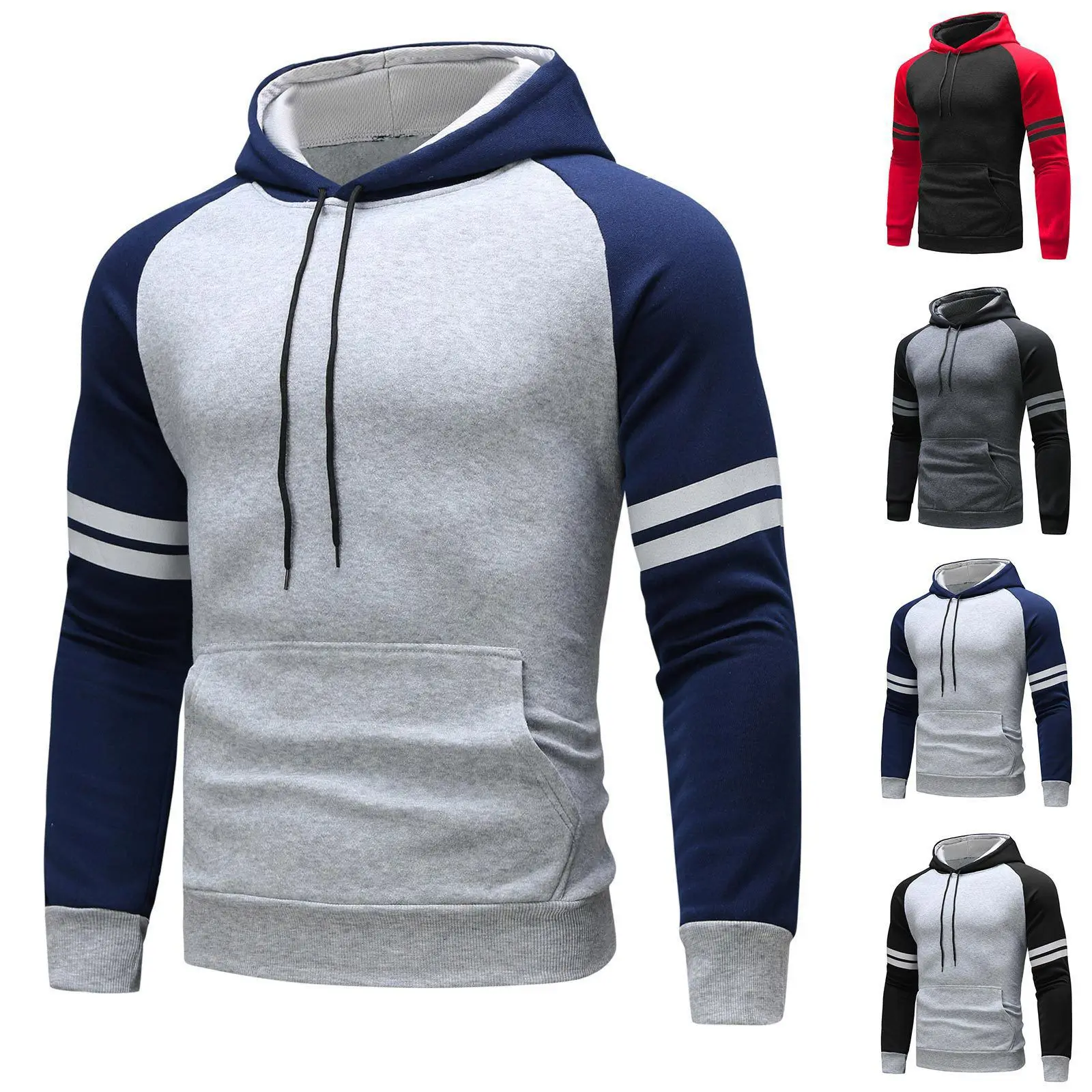 

Autumn/Winter Men's Hoodie Casual Spliced Warm Hoodie Street Fashion Men's Jogging Sports High Quality Hoodie