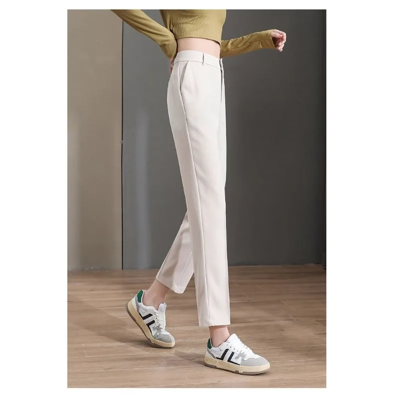 New Women High Waist Suit Pants Pencil Pants Solid Buttons Minimalist Trouser Office Ladies Spring Summer Women Clothing