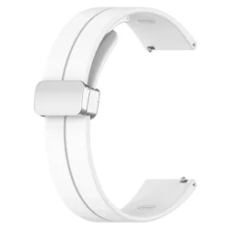 Silicone Magnetic Buckle Folding Strap Band, 20/22mm, Multiple Sizes for 22mm (21 White)