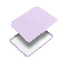 Detachable Acrylic Clear Back Case with PU Leather Smart Sleep Cover - Kobo Clara Colour (Light Purple)