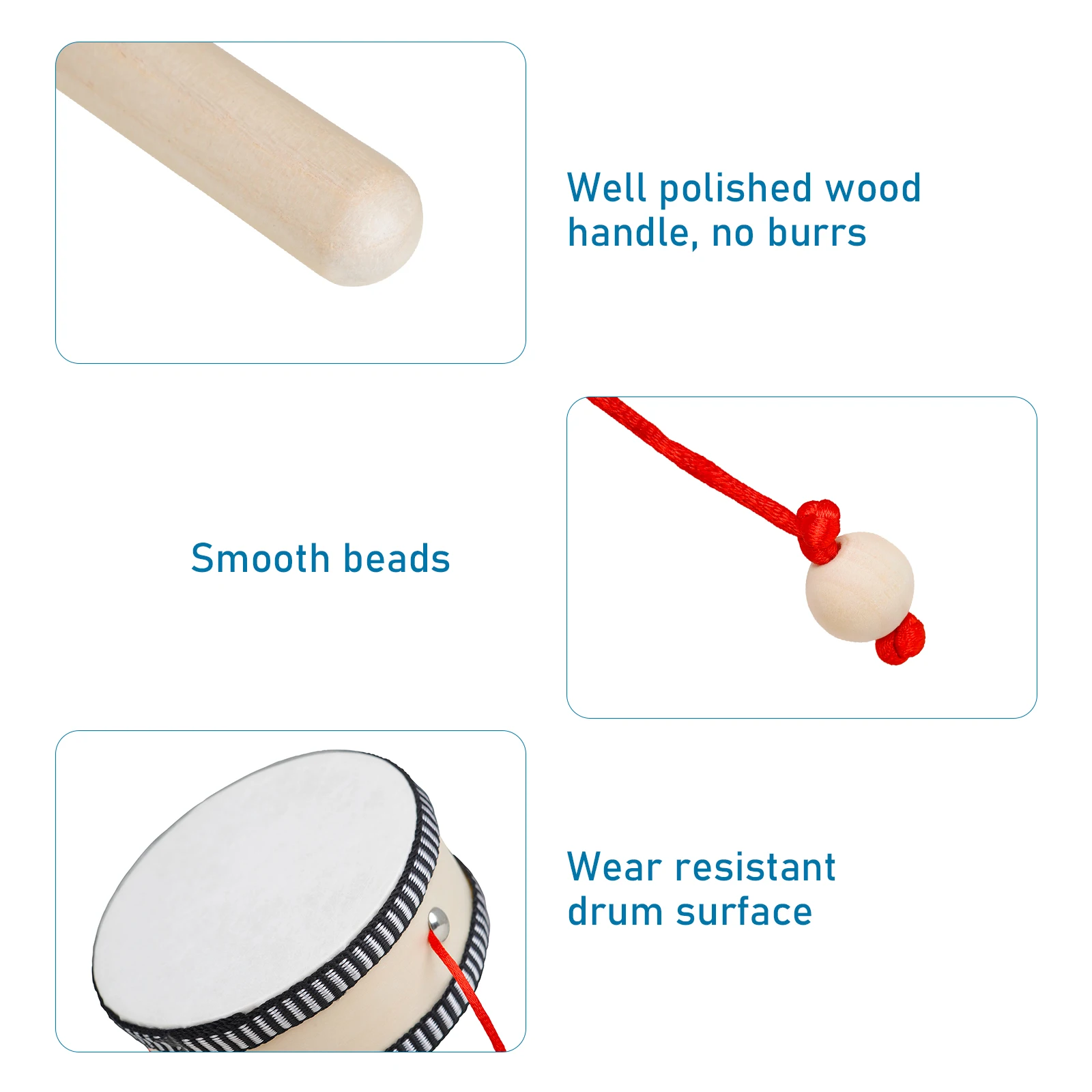 4-inch Rattle-drum Wooden Shaking Drum Rattle Spin Drum Hand Shaking Handheld Musical Instruments for Baby Kid Child Toy musical percussion instruments wooden hand drum