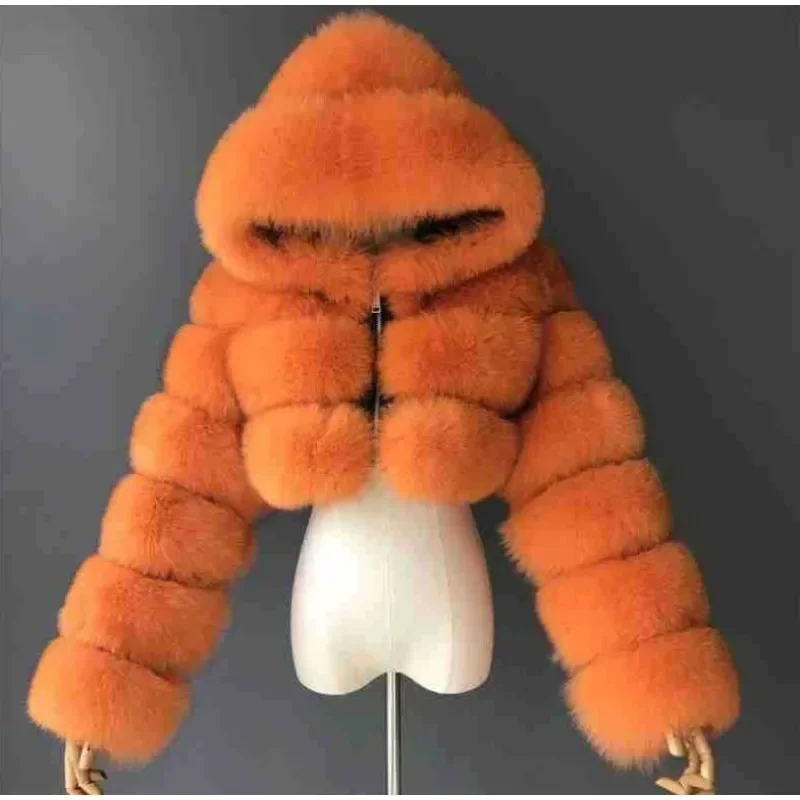 オレンジのファー クロップドジャケット Gap × Sandy Liang ヴィーガン