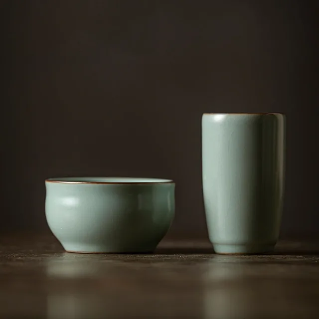2Pc/Tétel Azure Porcelán Megnyitása Egyetlen Kupa Hanmade Ru Kemencék Kerámia Illatú Japán Tea Művészeti Edzés Vizsga Csésze Szett - Image 3