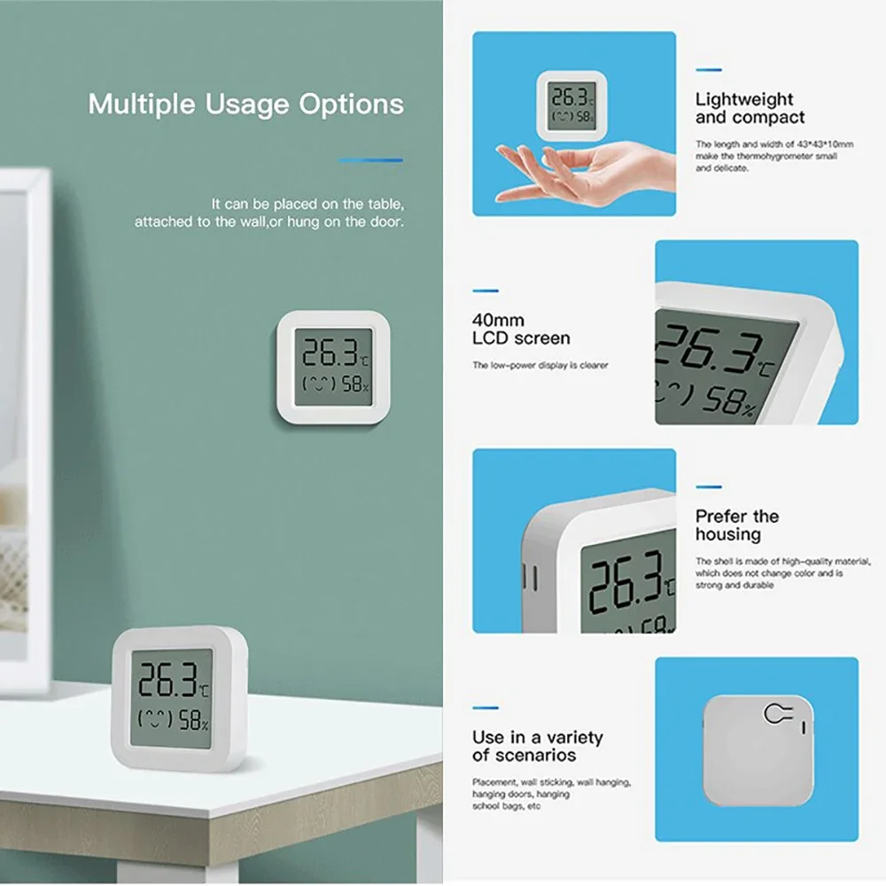 Bluetooth Thermometer Hygrometer 2 Smart LCD Temperature Humidity Sensor for Mijia App Wireless Digital Moisture Meter