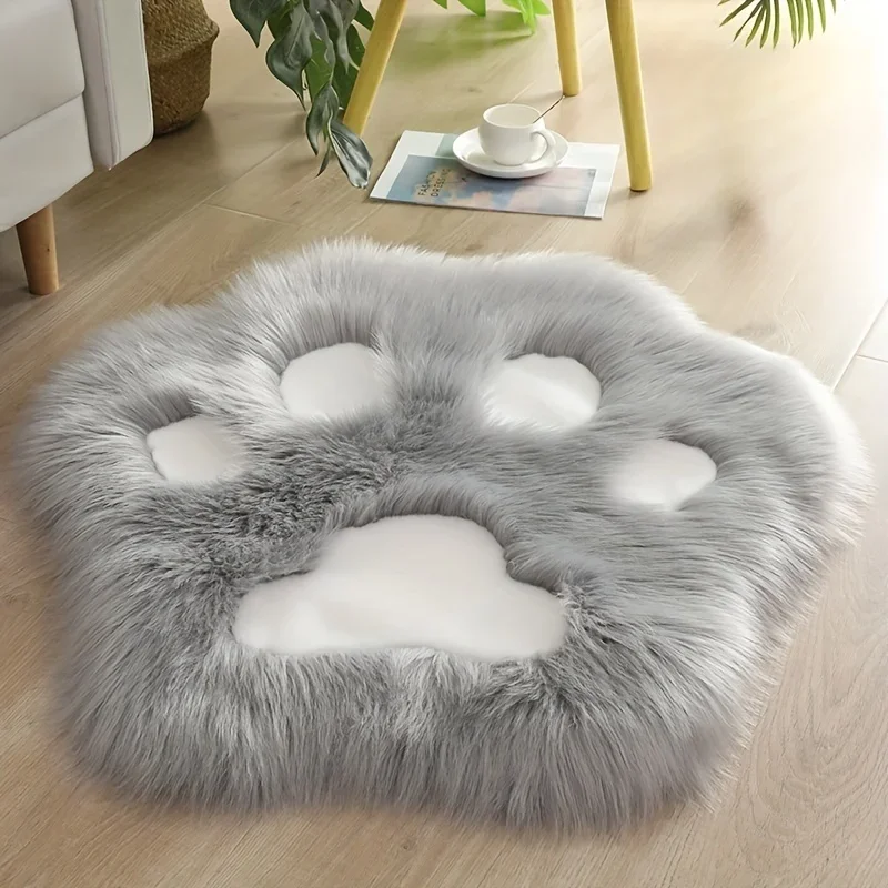 Charming Cat Paw Plush Carpet-Durable & Washable, Soft Low Pile Decorative Rug for Cozy Home