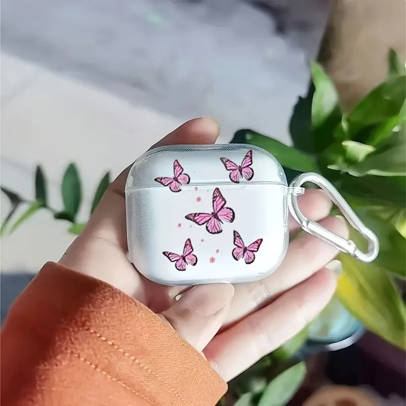 Clear Silicone AirPods Case with Keychain for AirPods Pro and 3 4