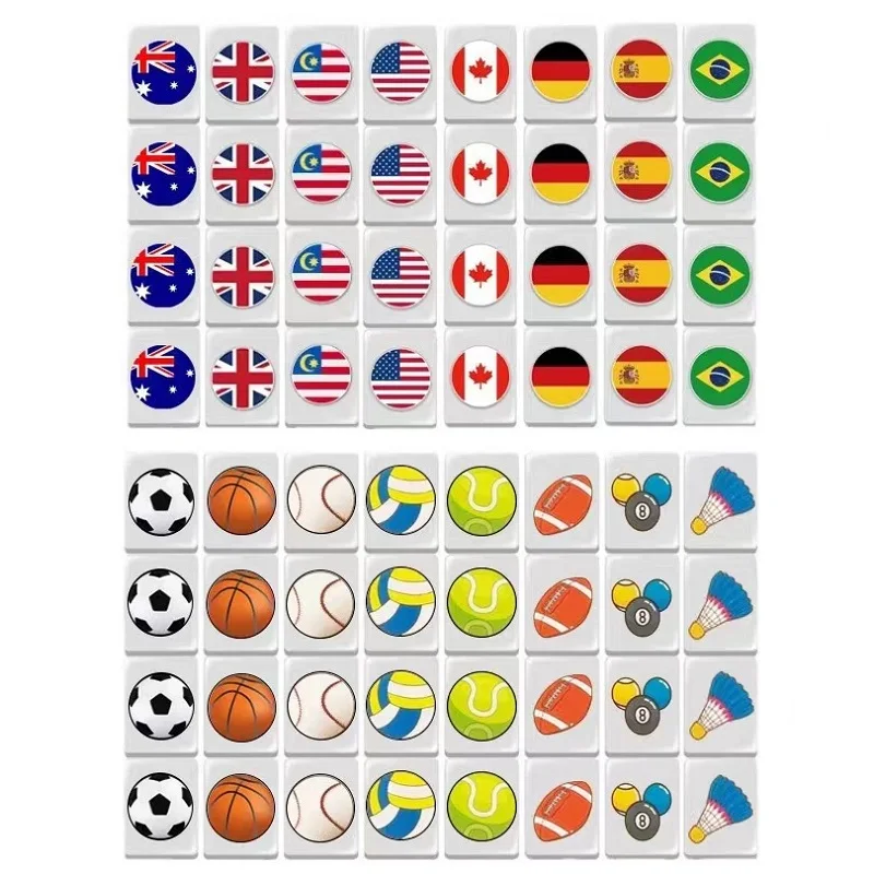 64+1 Seaside escape Mahjong Blocks Tiktok 64 Pcs Mahjong Seaside Escape Tile Game Pattern of Flag Ball Battle Chee Chess Toys 5