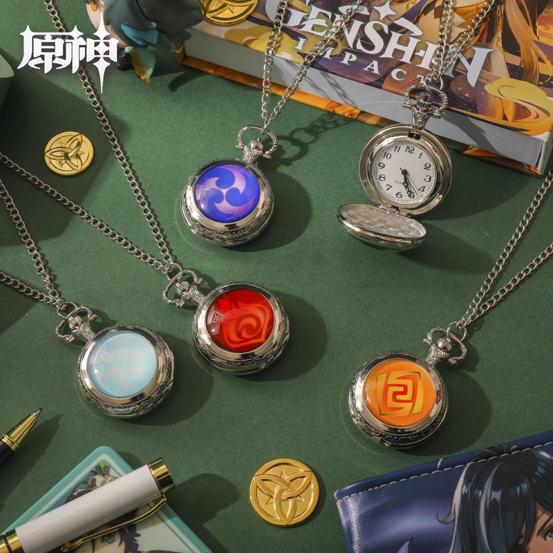 

Genshin Impact Eye Pendant Pocket Watch Personality Fashion Women Flip Cover Watch Necklace Student Decoration Accessories Gifts