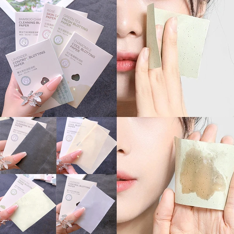 100 Sheets Green Tea Facial Oil Blotting Sheets Paper Cleansing Face Oil Control Refreshing Absorbent Paper Beauty Makeup Tools