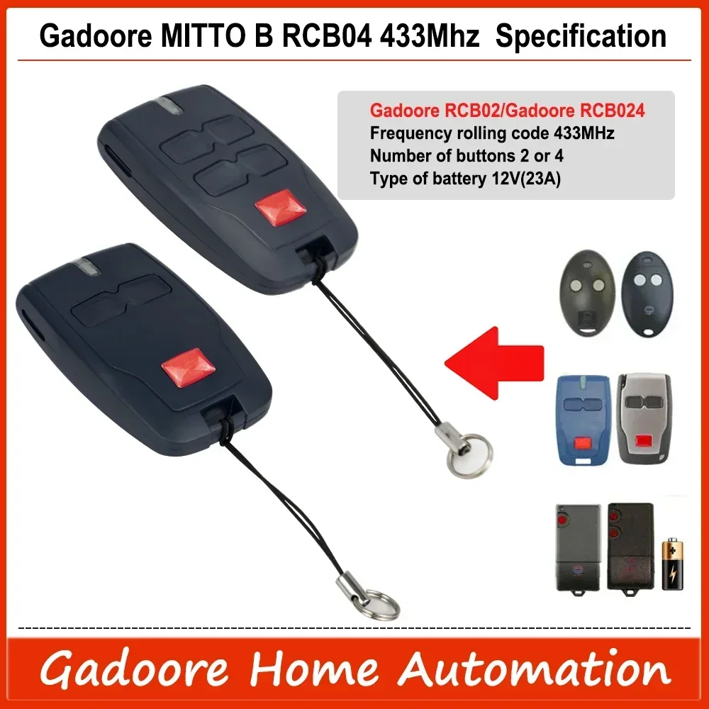 Gadoore 433Mhz Bft Mitto B RCB04 Garage Door Remote Bft Mitto RCB04 Compatible with  433Mhz BFT Mitto B RCB02 Mitto B RCB04 4