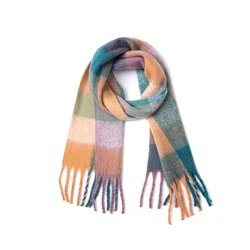 Luxurious Women's Cashmere Rainbow Scarf with Tassels - 38x230cm (2202DS001 - 02)