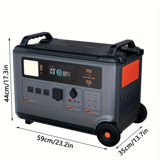 3600Wh Surge 6000W LiFePO4 PowerMax 3600 Portable Power Station, Expandable Solar Generator with 4xAC Outlets, 1.2H Full Charge 4