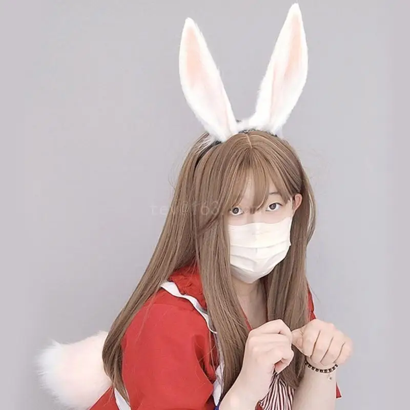 Plush Rabbit Ear Hairband HONMEET Plush Bunny Ears Hairband Soft Fleece Fabric Oreille De Lapin Costume
