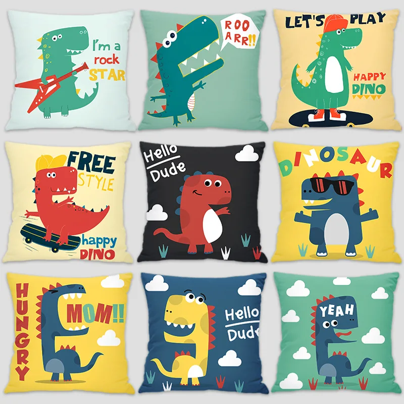 

Modern Simple Children's Backrest Decoration Cushion Cartoon Dinosaur Monster Cute Pillow Cover Living Room Car Design