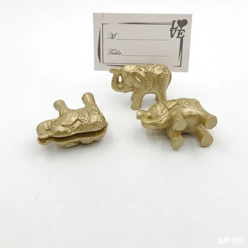20Pcs Gold Lucky Elephant Place Card Holders, Name Photo Holder, Table Decoration Favors, Baby and Wedding Party Item