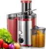 Qcen Juicer Machine, 500W Centrifugal Juicer Extractor with Wide Mouth 3” Feed Chute for Fruit Vegetable, Easy to Clean, Red 1