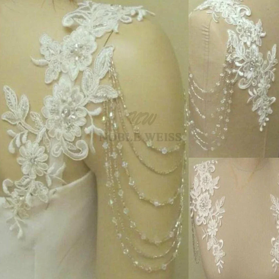 Removeable Wedding Dress Straps Wedding Jackets Lace Top Bridal Bolero Shawl Straps For Strapless Dress One Pair Customized wedding shawl