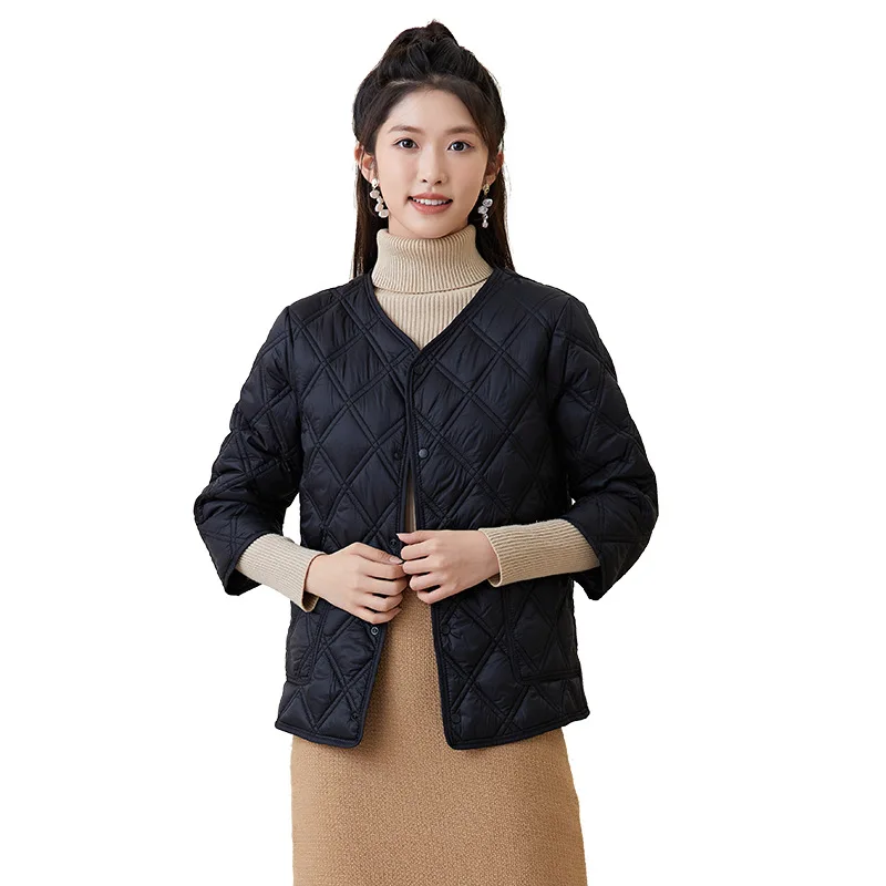 Women's lightweight and warm cropped short sleeved cotton inner lining women's home cotton jacket cotton jacket with added