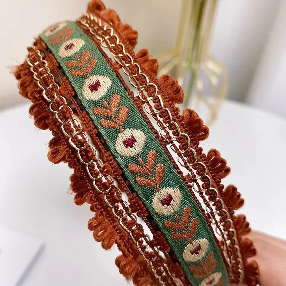 Hair Accessories Boho Embroidery Headband Retro Style Wide Head Hoop Headdress Women Girls