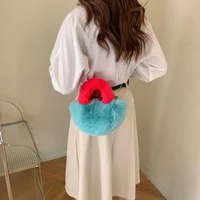 1 Pcs Women's Bag Autumn and Winter New Fashionable Girl's Hairy Chain Handbag Shoulder Cross Bag