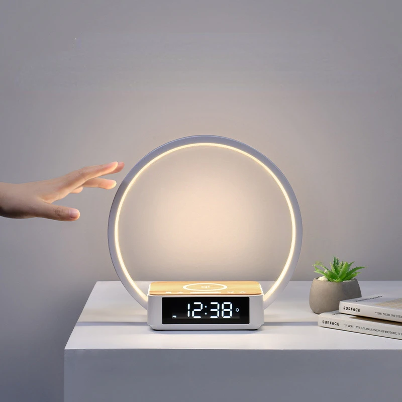 

Xiaomi Mijia Touch Sensor Wake Up Night Light Dimmer 12v 5W 10W 5 in 1 Alarm Clock Wireless Charger Led Bedside Table Lamps