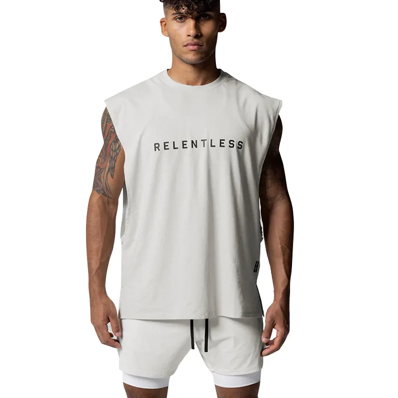 Men's Running Vest Fitness Tank Top Sport Sleeveless Gym Shirt Basketball Jersey Training Bodybuilding Workout Stringer Singlets