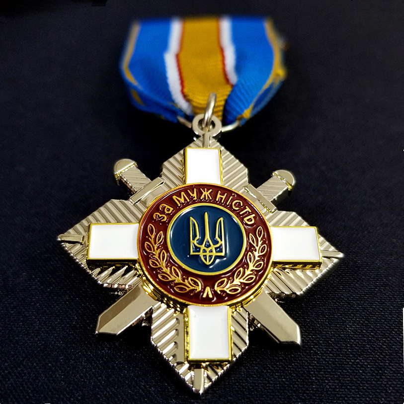 1PC Ukraine Cross Metal Badge Copy Metal Badges Uniform Accessories Photography Props