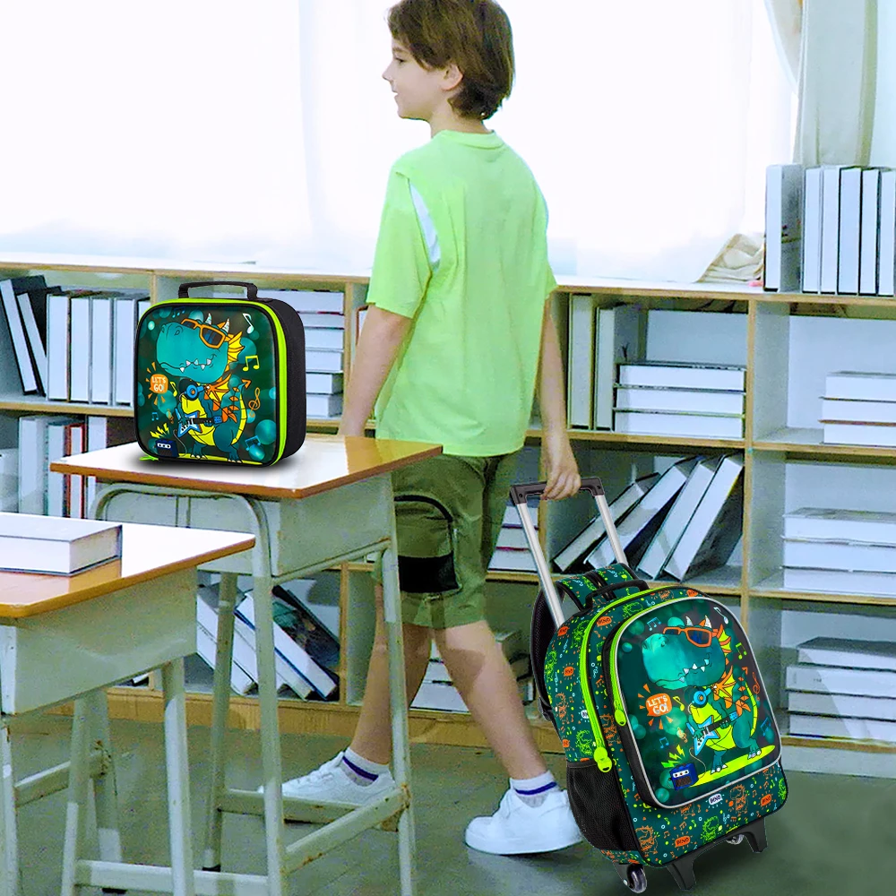 Mochila Con Ruedas Para Niñas Y Niños, Mochila Escolar Con Diseño De Unicornio Y Dinosaurio, Con Ruedas, Pez Rolling Purple, Talla única, Moderno