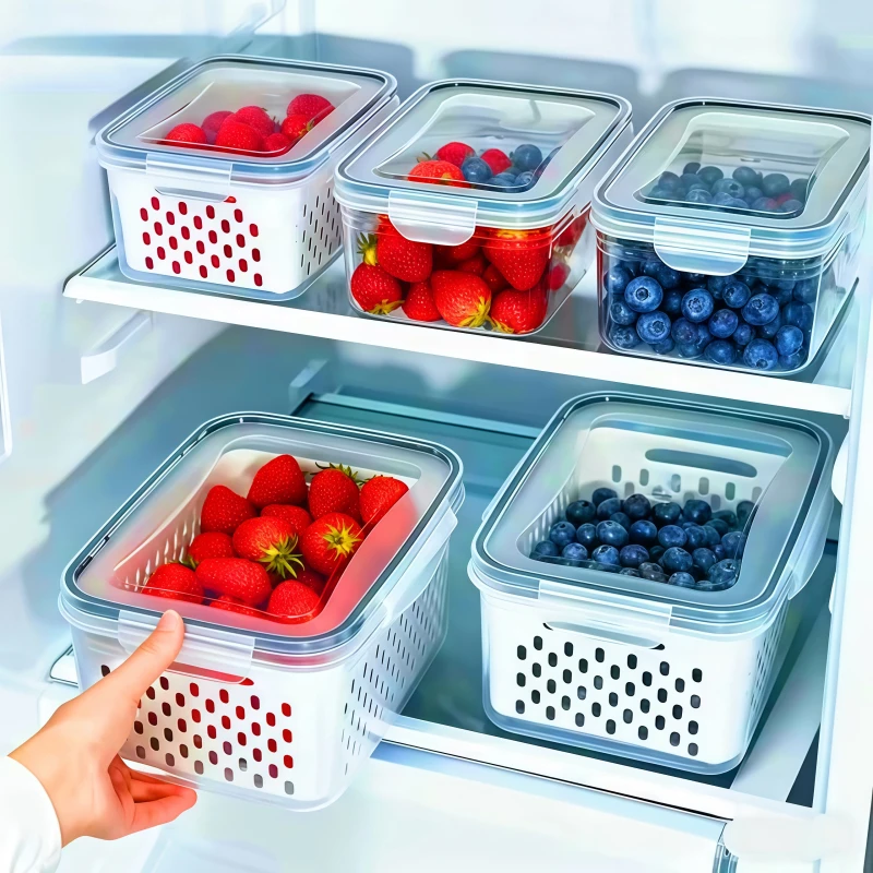 Juego de 6 Recipientes de Gran Capacidad para Almacenar Frutas en el