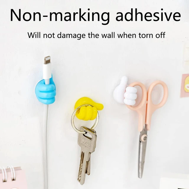 10/20Pcs Silicone Thumb Wall Hook Cable Management Wire Organizer Wall  Hooks Hanger Storage Holder For Kitchen Bathroom