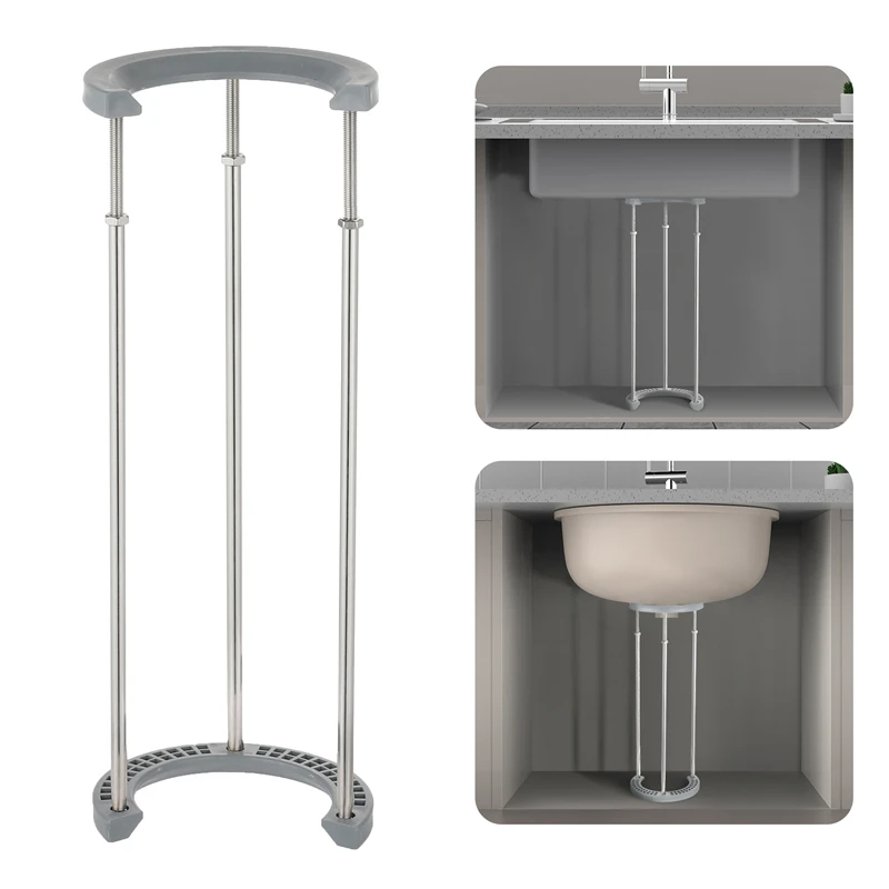 25-40cm/40-70cm Kitchen Sink Undercounter Basin Bracket Bathroom Stainless Steel Wash Basin C-shaped Mouth Fixed Support Frame