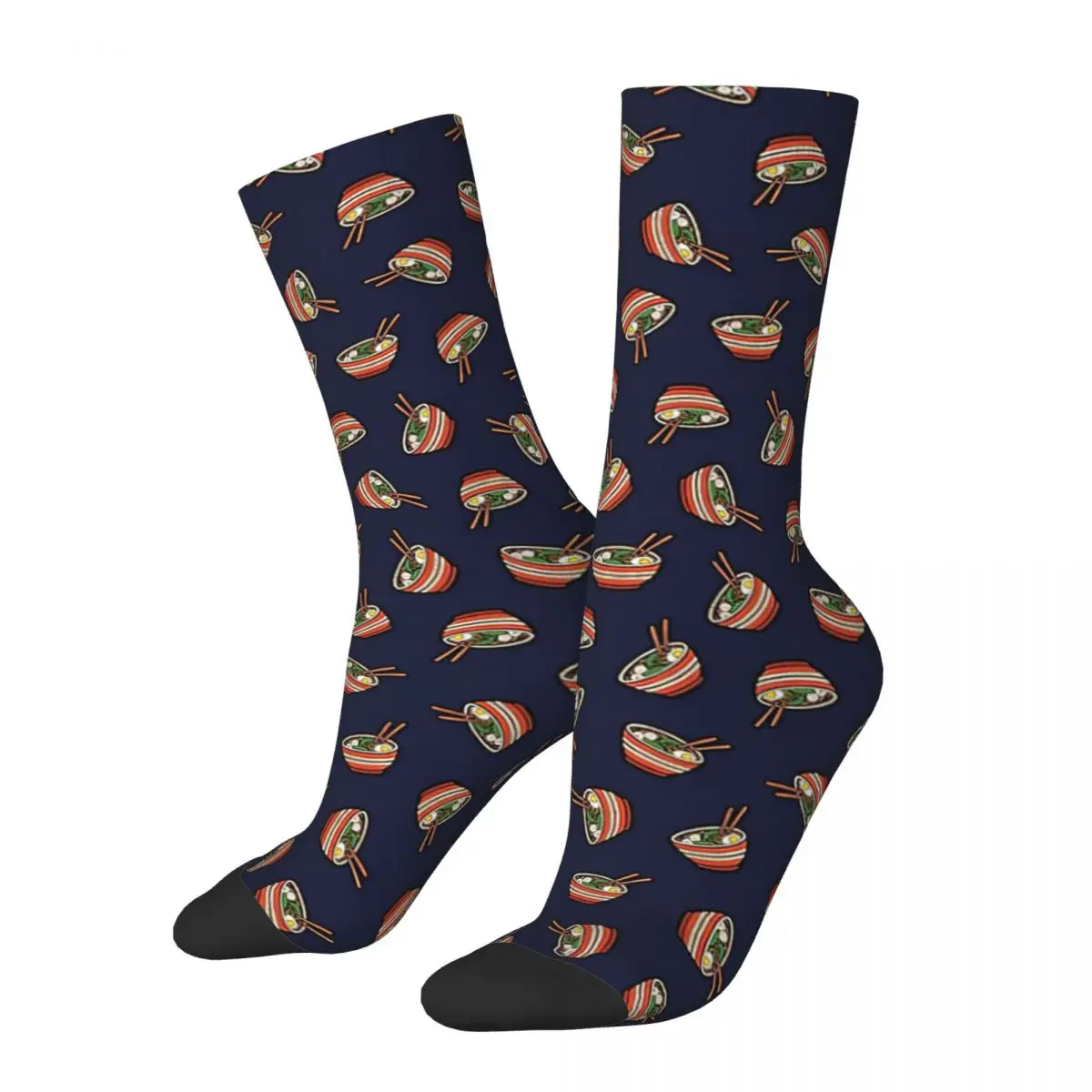 Ramen Bowl Pattern In Dark Blue Adult Socks,Unisex socks,men Socks women Socks