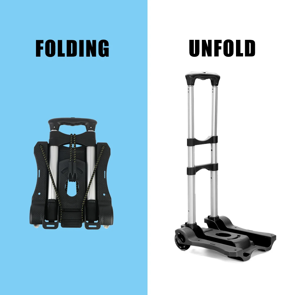 Hand Sack Foldable Barrow Folding Luggage Cart For Home Travel Shopping Two-wheel Trolley Portable Heavy Duty