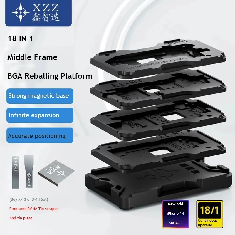 XINZHIZAO 수리 도구, BGA 리볼 스텐실 고정장치, 아이폰 X -15 프로 맥스 마더보드 PCB 중간 레이어 메쉬, 18 인 1