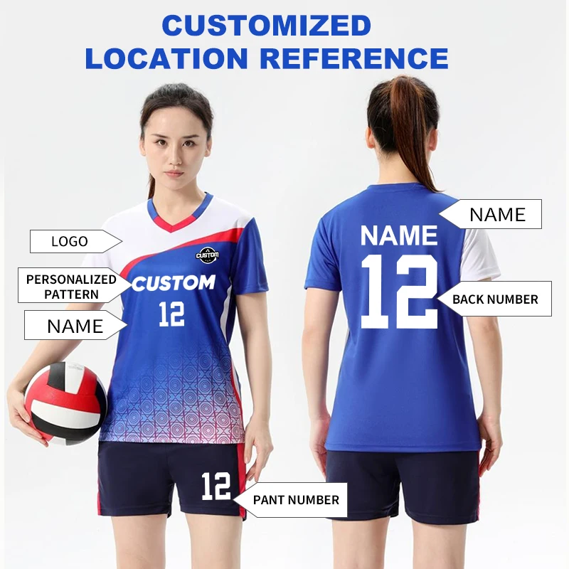 Pink Short Sleeves Volleyball Uniform Polyester Breathable Fabrics Quick Dry Volleyball Jersey For Female 860+861