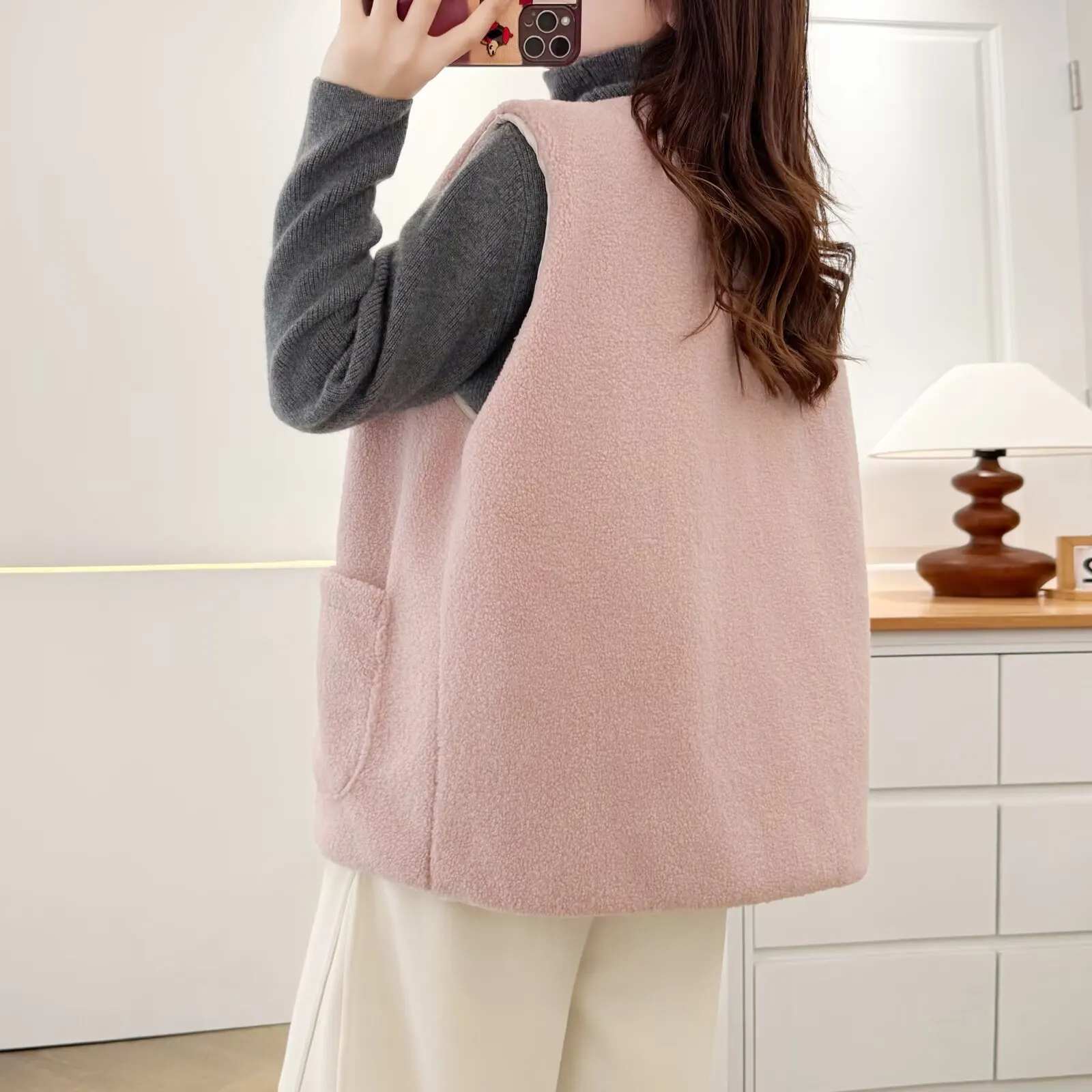 XXXXL Fashion Plus Size Women's Coat New Autumn Winter Simple V-neck Quilted Vest Two On Both Sides Casual Fleece Waistcoat 8255