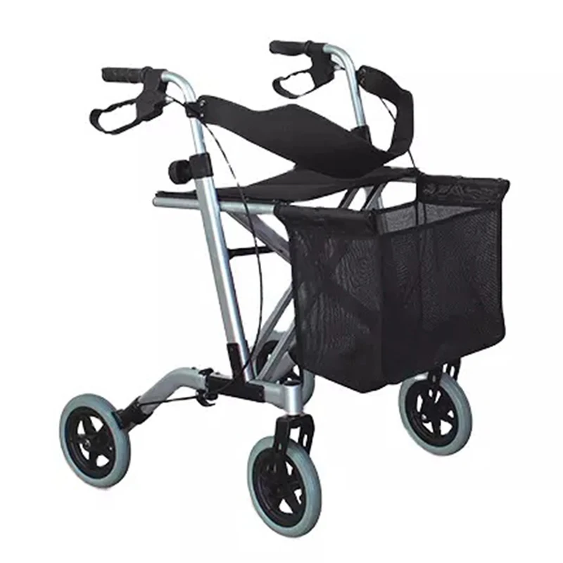 Juyi Adjustable Aluminum Walking Frame 4 Wheels Standing Up Rollator Walker Portable Walking Aids For Disabled