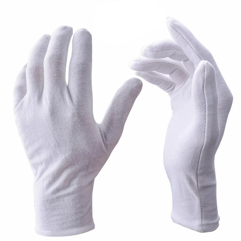 Cotton Work Gloves 10Pcs White Cotton Work Gloves for Dry Hands Handling Film SPA Gloves Ceremonial High Stretch Household Cleaning Tools