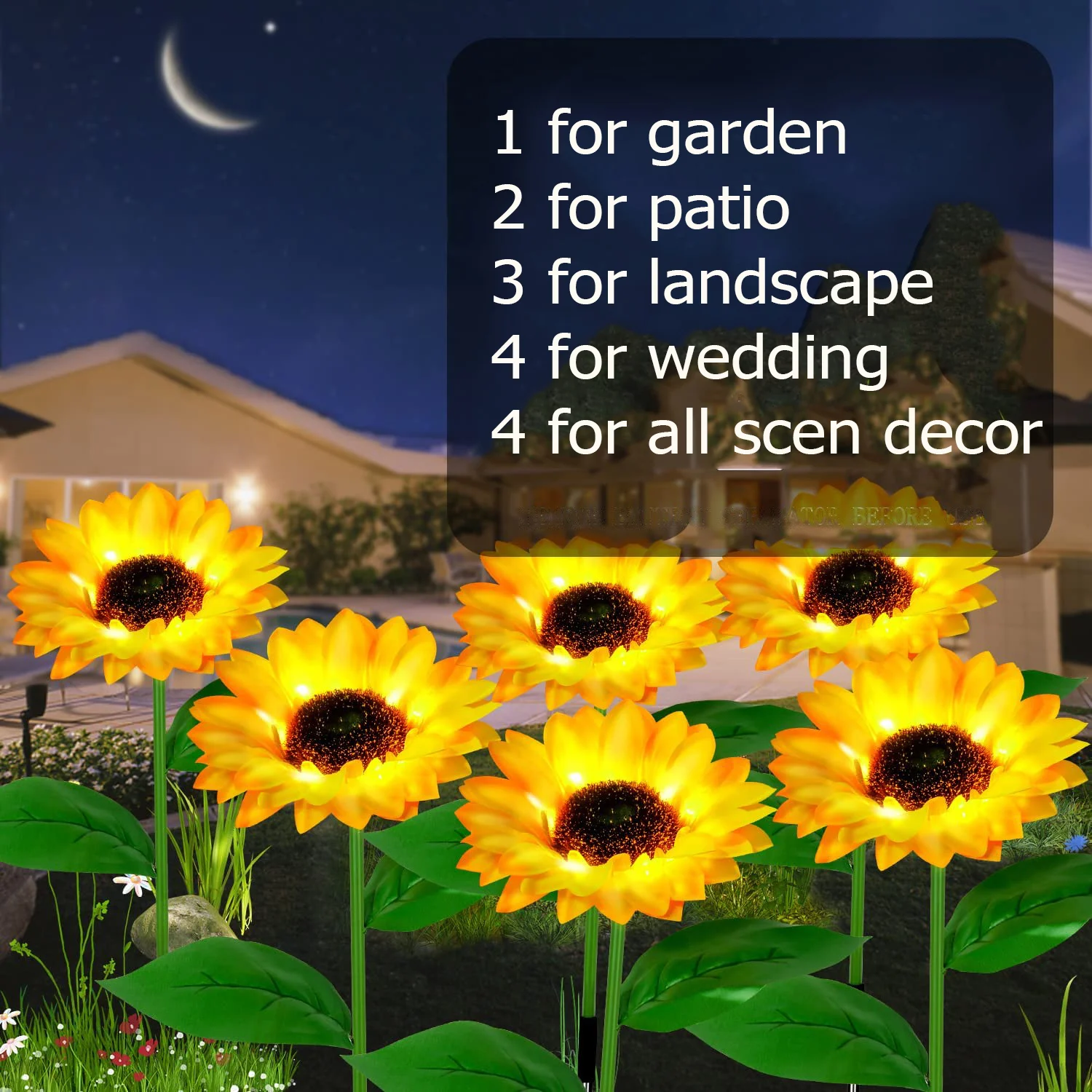 10 Pack Outdoor Solar Sunflower Lights Garden Decor Waterproof Decorative Garden Stakes Christmas Patio Yard Pathway Wedding