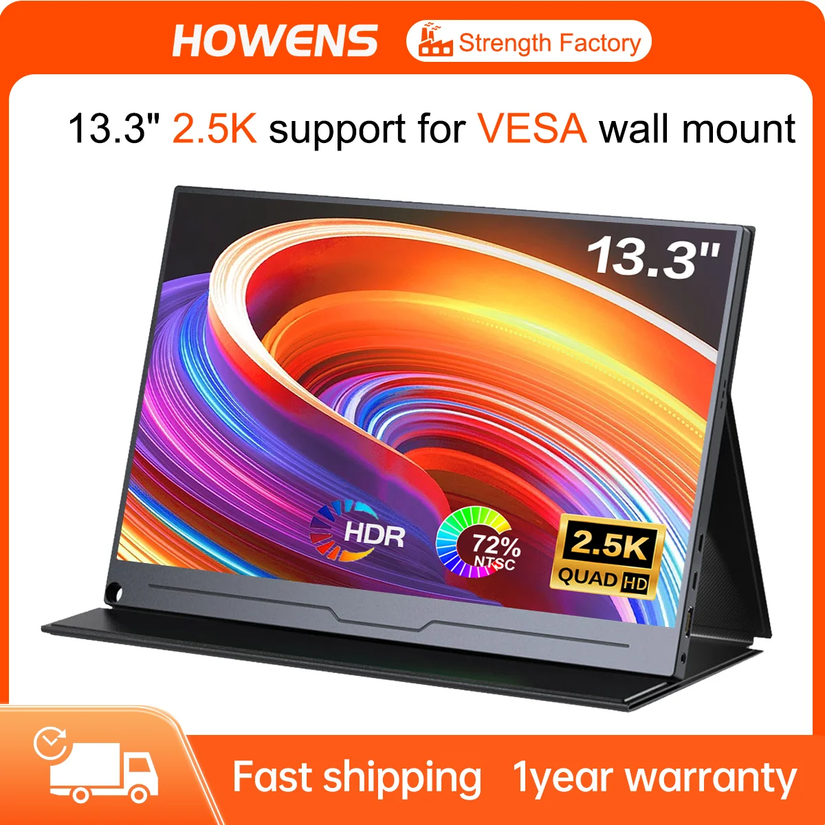 

Монитор HOWENS 13,3 дюйма 2560x1600 2,5 K 16:10 портативный дисплей 60 Гц внешний экран Type-C для игровых ноутбуков PS 4 Switch Xbox