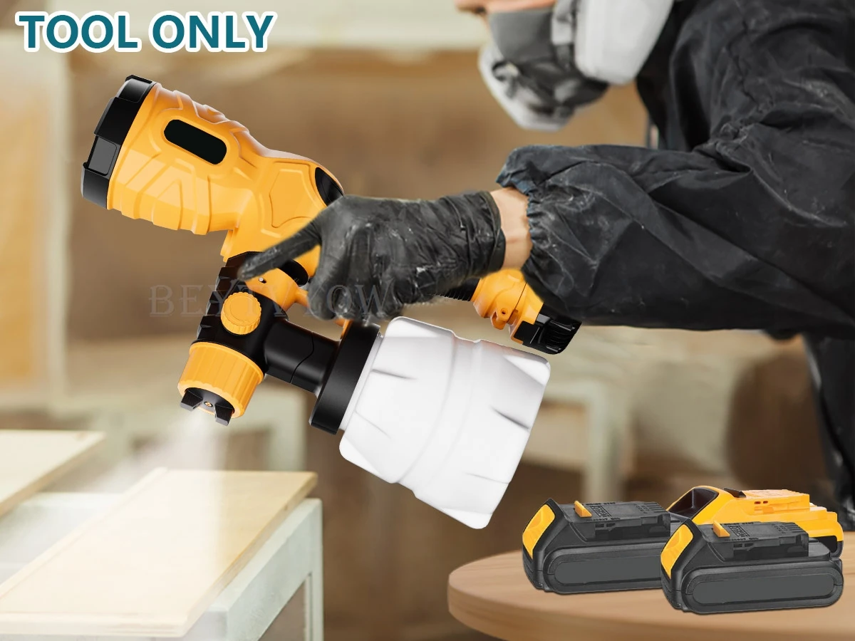 Beytvyow 1000ML Cordless Spray Gun for Dewalt 20V Battery Brushless Motor Home E
