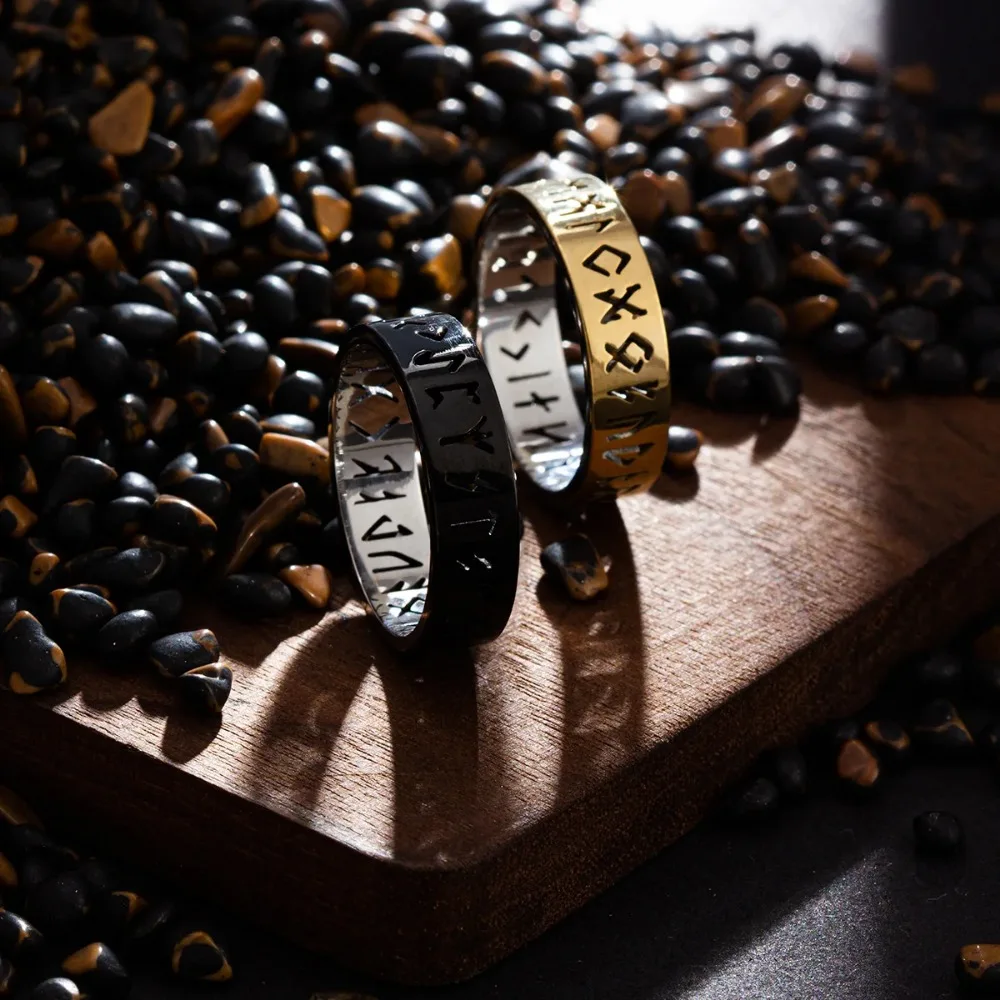 6mm Out Odin Norse Viking Amulet Rune Rings for Men Wedding Jewelry Valentine's Gifts