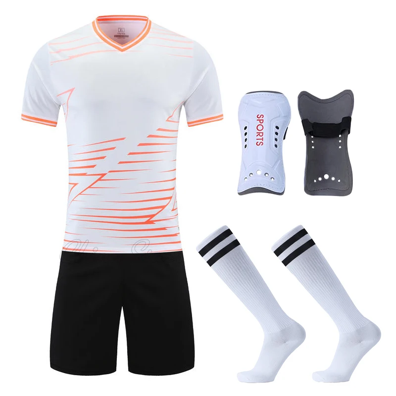 Football Jerseys Kits Socks Shin Pads Personalized Soccer Uniforms Adult Kid Suits Child Football Team Shirt Shorts