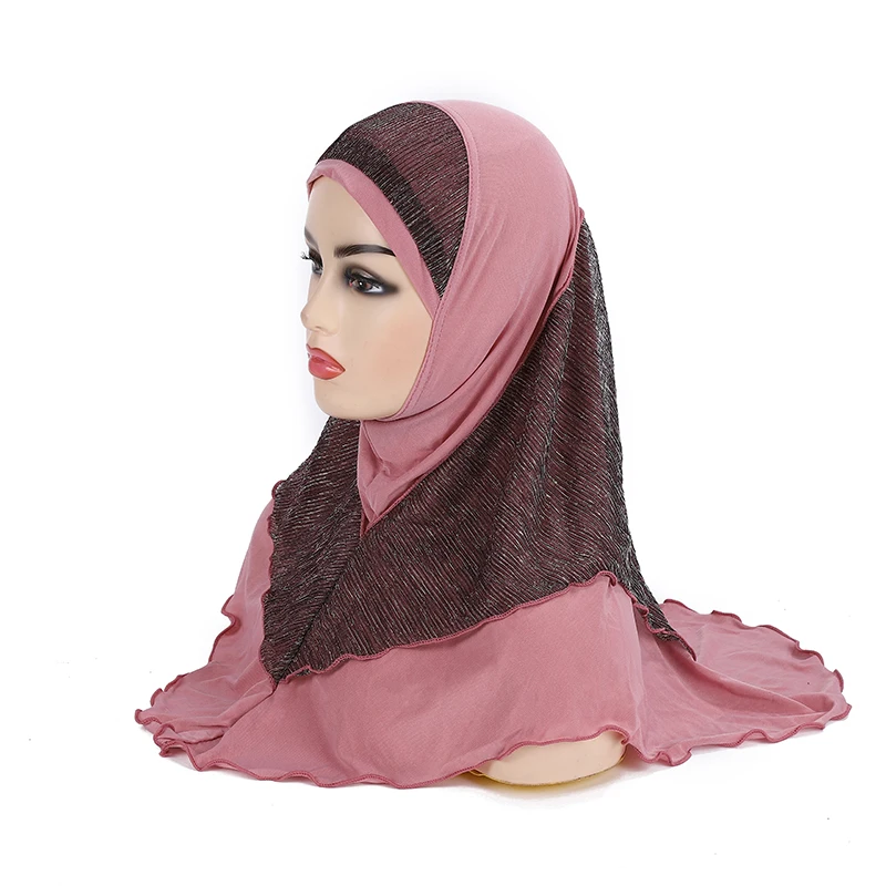 Teenage girls medium size 65*60cm pray hijab muslim hijab scarf islamic headscarf hat amira pull on headwrap Muslim Hijab