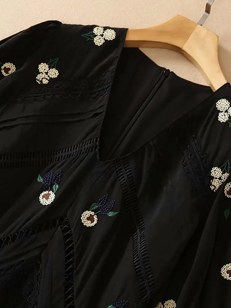 Vestidos para as Mulheres Zzsluia Cortar Bordado Retalhos Designer Elegante Midi Vestido Moda Verão Uma Peça Roupas Femininas 5 Computers & Electronics