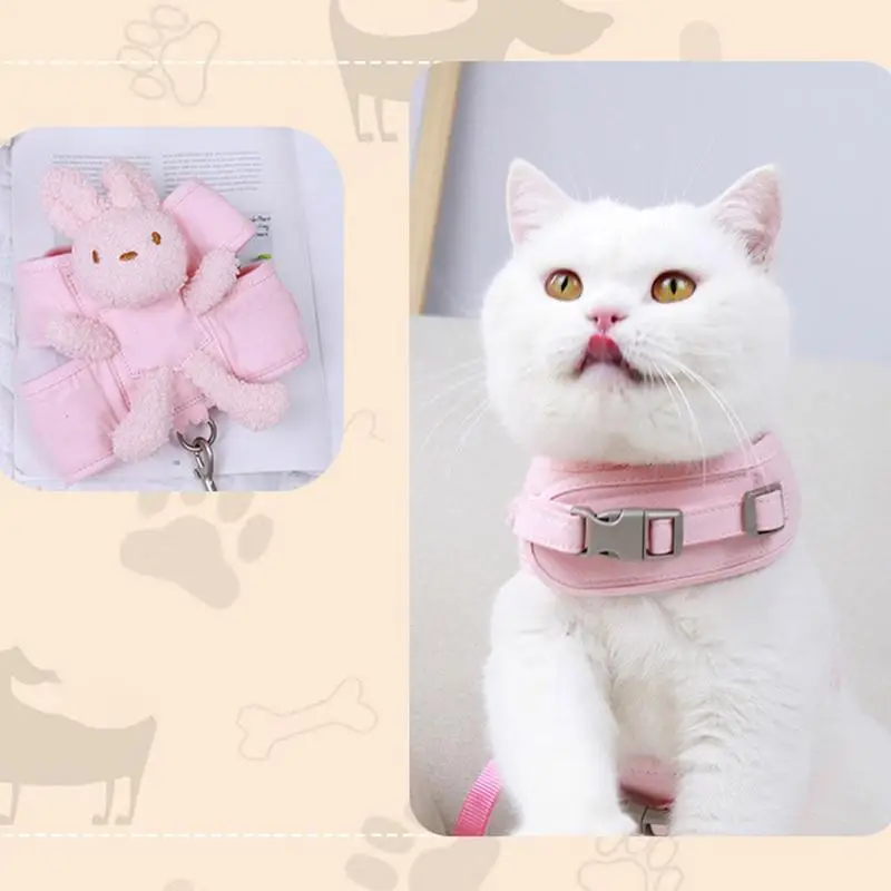 

Cats Harness Leash Rope Plush Set Escape Proof Adjustable Pets Outdoor Walking Vest For Kitties Puppies Small Animals Supplies