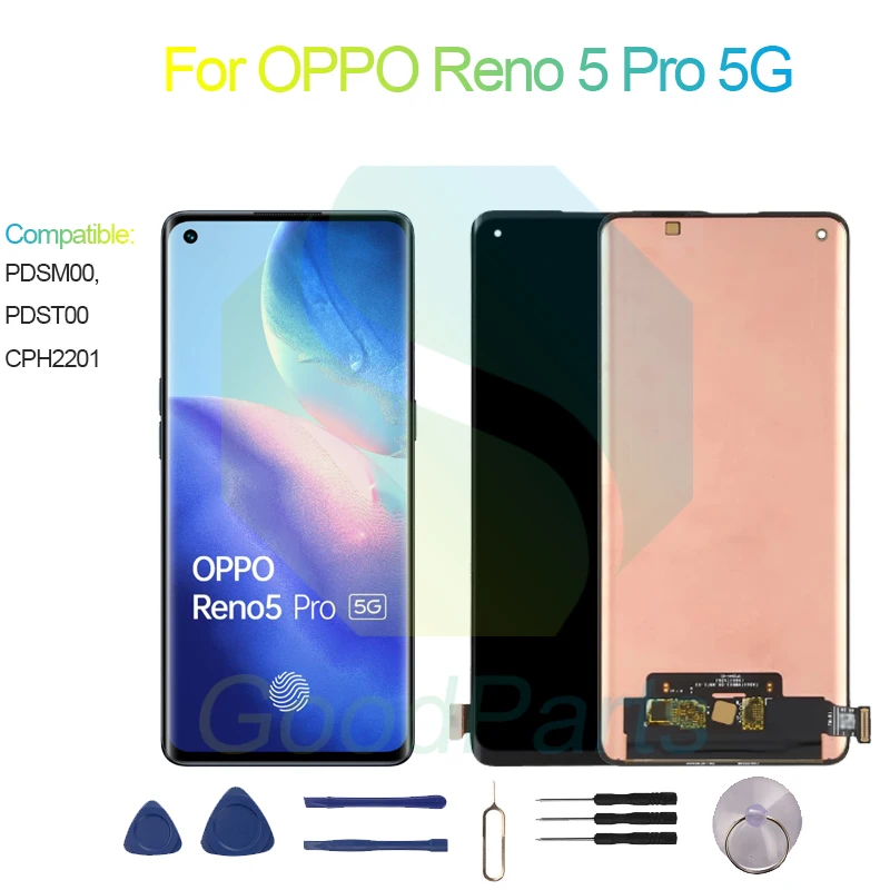 

For OPPO Reno 5 Pro LCD Display Screen 6.55" PDSM00, PDST00, CPH2201 Reno 5 Pro 5G Touch Digitizer Assembly Replacement