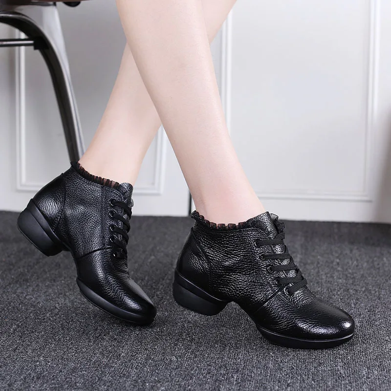 Dance Shoes Woman Genuine Leather Ladies Modern Soft Outsole Jazz Sneakers Breathable Female Dancing Fitness Sport Shoes